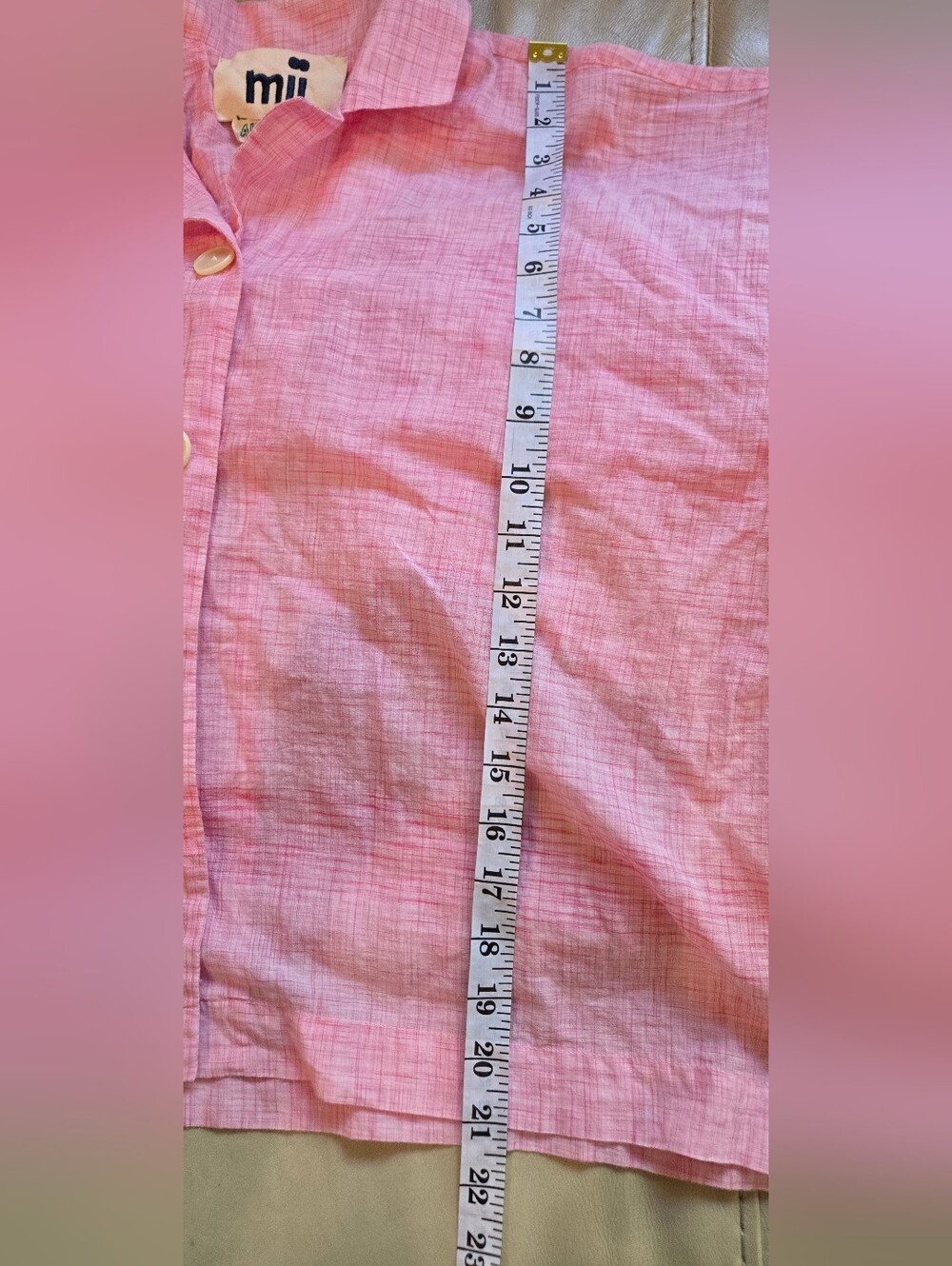 Mii AU JARDIN Pink Short Sleeve Boxy Oversized  Button-Up Shirt - Picture 7 of 7